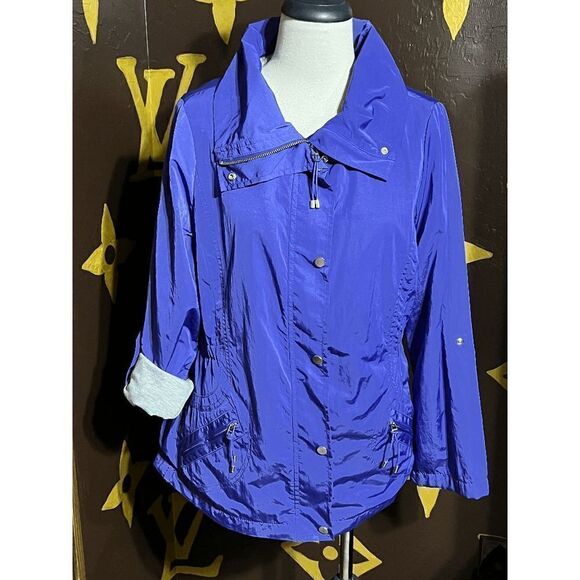 Zenergy by Chico's Heavyweight Windbreaker Roll Up Sleeves Size 1 - Picture 1 of 4